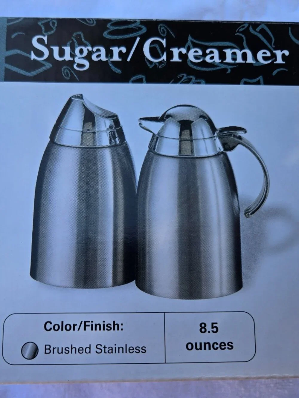Service Ideas SSC85 Sugar and Creamer Set 8oz 18/8 Stainless Steel New In Box